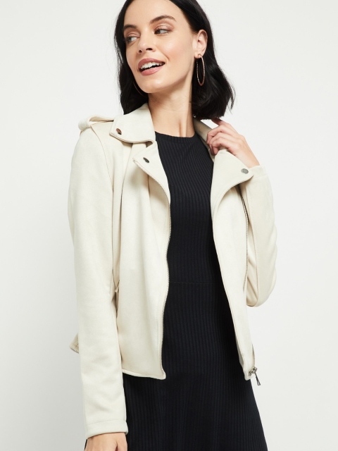 max Women Beige Solid Lightweight Tailored Jacket