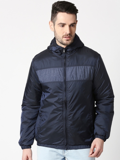 Bewakoof Men Blue Solid Padded Jacket