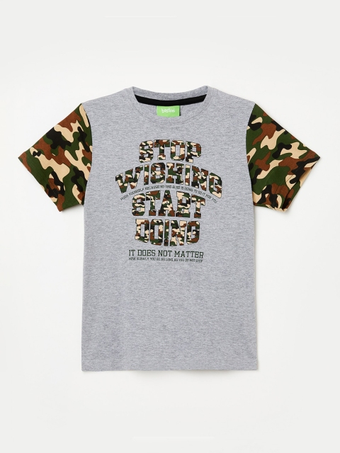 Bossini Boys Grey Printed Round Neck T-shirt