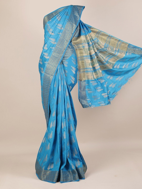 Pothys Blue Woven Design Jute Silk Saree