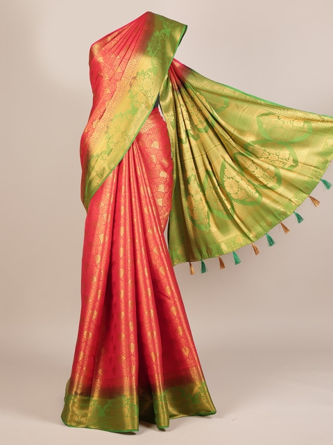 Pothys Pink & Gold-Toned Jute Silk Woven Design Saree