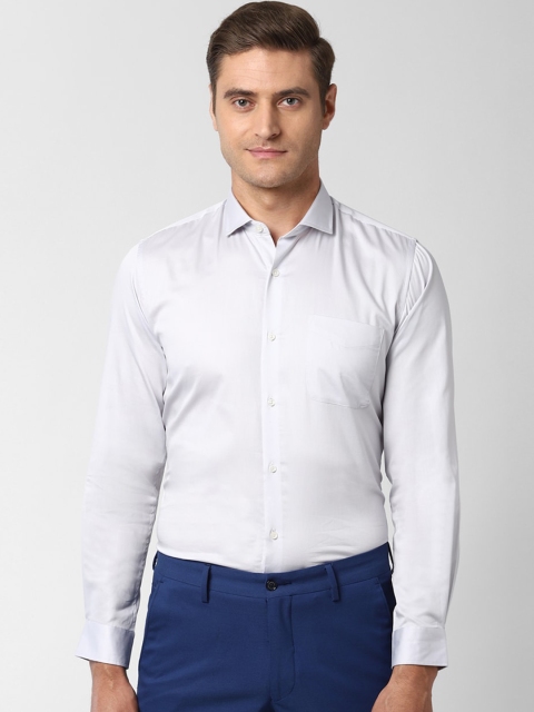Peter England Men White Slim Fit Solid Casual Shirt