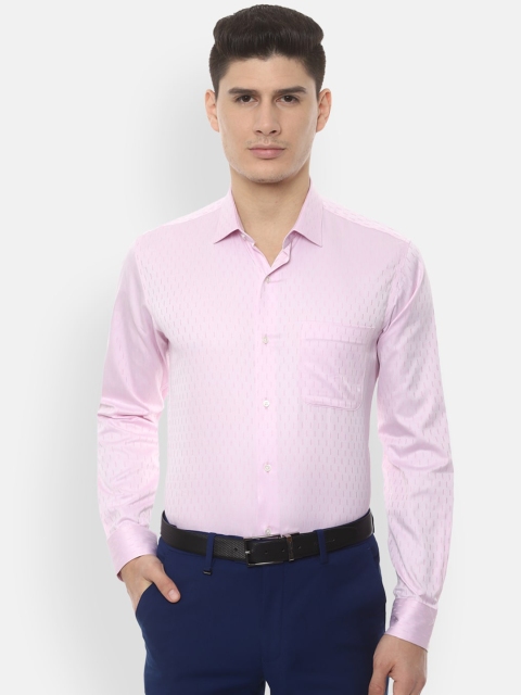 Van Heusen Men Pink Slim Fit Self Design Casual Shirt