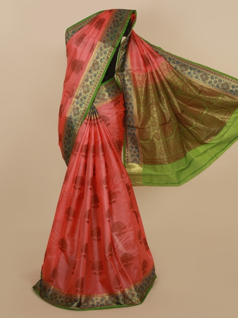 Pothys Peach-Coloured Jute Silk Woven Design Tussar Saree