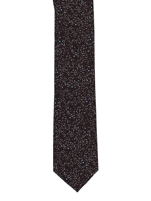 Arrow Men Brown & White Woven Design Broad Tie