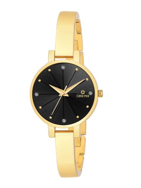 CARA MIA Women Gold-Toned & Black Analogue Watch CR-LR7957-BKG