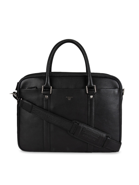 Da Milano Men Black Solid Leather Laptop Bag