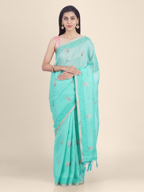 Kasat Sea Green Embroidered Saree