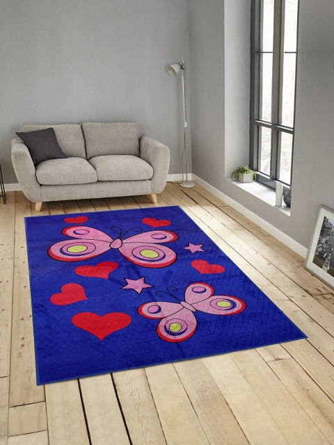 KLOTTHE Printed Rectangle Carpet, Blue