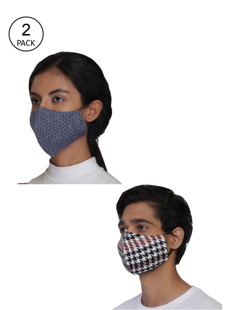 Anekaant Unisex Pack Of 2 Black & Grey Printed 3-Ply Reusable Cloth Mask