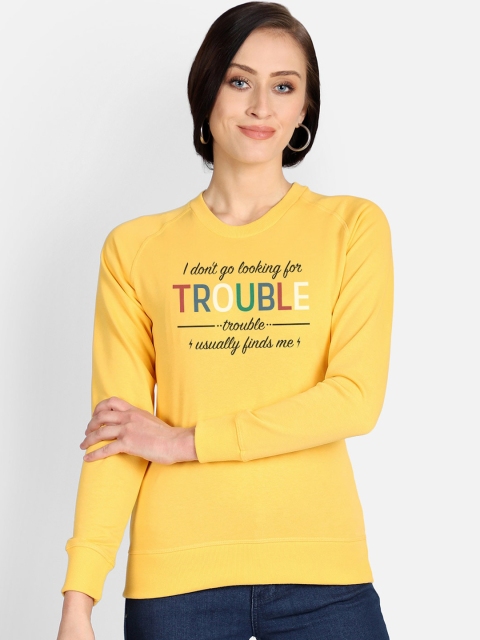 Free Authority Harry Potter Print Yellow Sweatshirt For Women