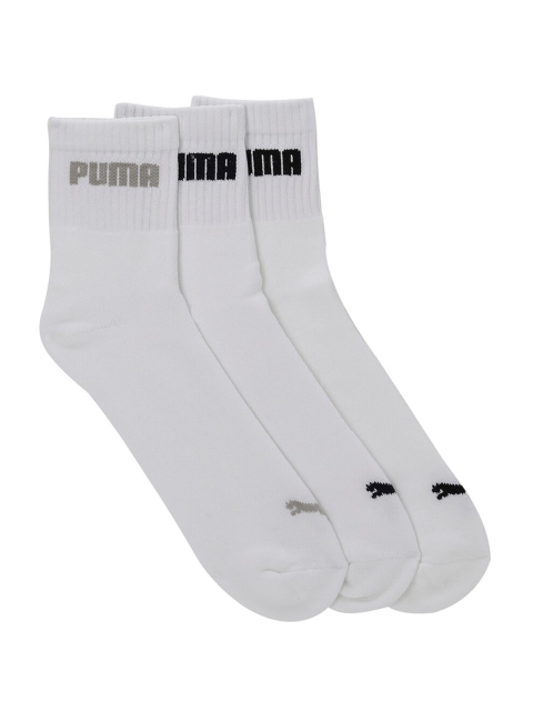 Puma Unisex Pack Of 3 White Solid Ankle-Length Socks