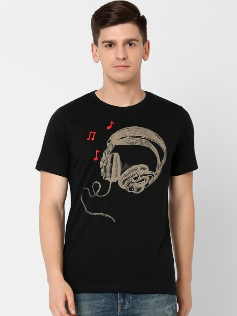 MARCA Disati Men Black Printed Round Neck T-shirt
