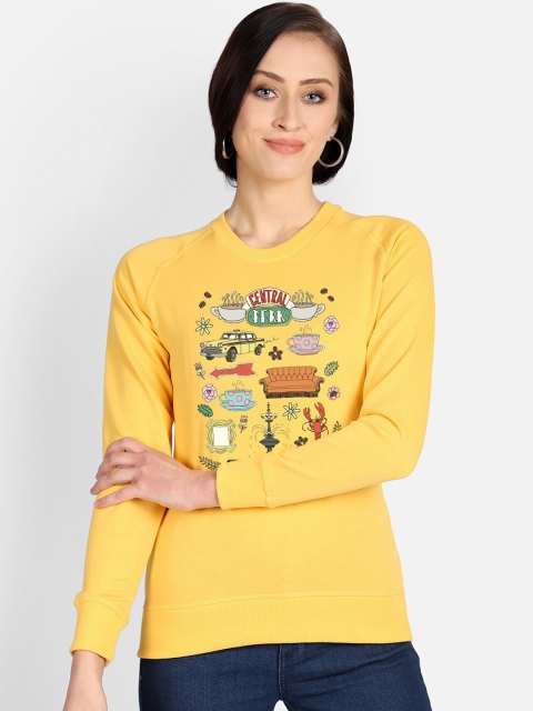 Free Authority Friends Print Yellow Sweatshirt For Women