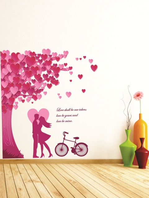 WALLSTICK Pink Couple Large Vinyl Sticker