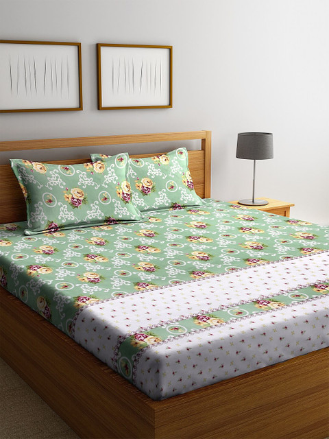 NEUDIS Green Floral 180 TC Polycotton 1 King Bedsheet with 2 Pillow Covers 
NEUDIS Green Floral 180 TC Polycotton 1 King Bedsheet with 2 Pillow Covers