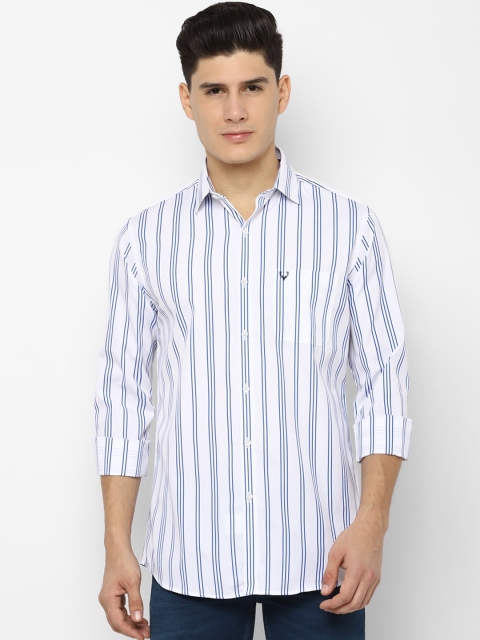 Allen Solly Men White Slim Fit Striped Casual Shirt