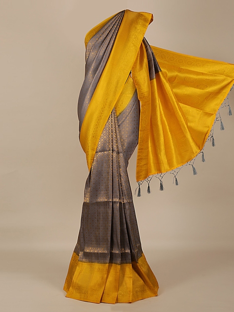 Pothys Grey & Gold Woven Design Saree