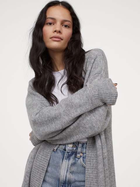 H&M Women Grey Long Cardigan