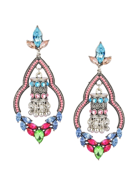 DESI COLOUR Pink & Blue Classic Drop Earrings
