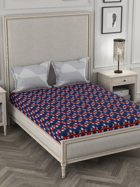 Portico New York Navy Blue & Red Geometric 144 TC Cotton 1 Queen Bedsheet with 2 Pillow Covers
Portico New York Navy Blue & Red Geometric 144 TC Cotton 1 Queen Bedsheet with 2 Pillow Covers
