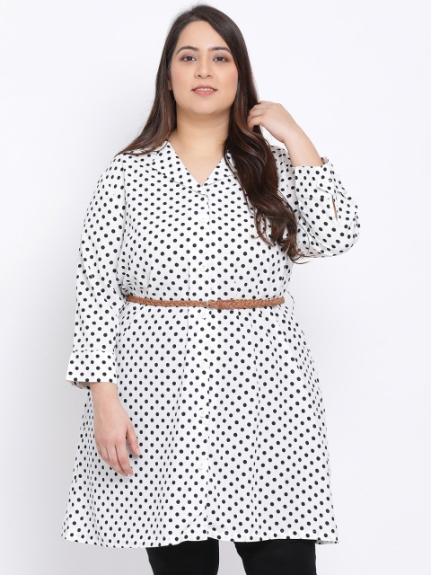 Oxolloxo Women's White & Black Printed Tunic