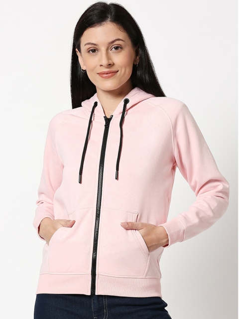 Bewakoof Women Pink Solid Hooded Sweatshirt