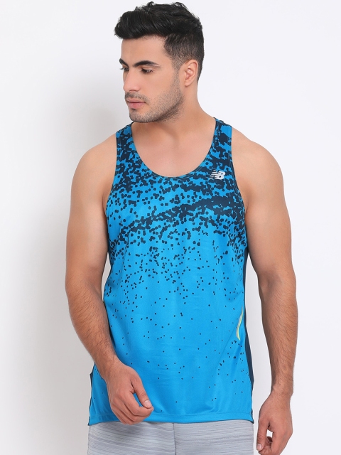 New Balance Men Blue Printed Round Neck T-shirt