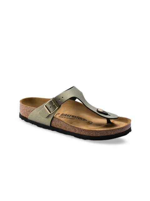 Birkenstock Women Grey Solid Gizeh Regular Width Flats