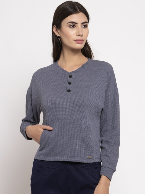 Global Republic Women Blue Self Design Top