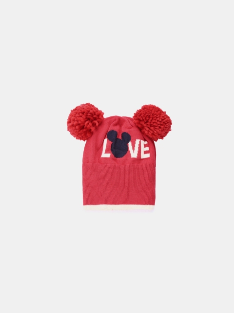GAP Boys Red & White Self Design Beanie