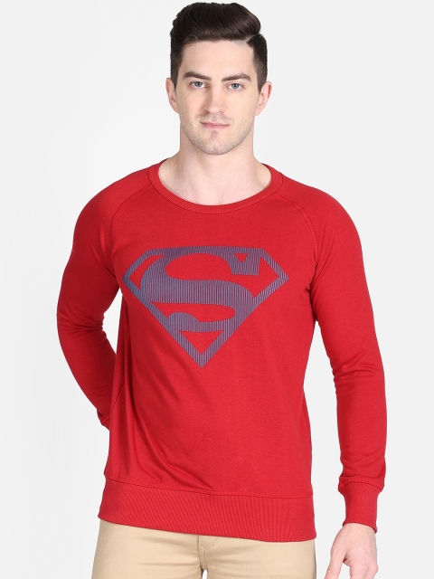 Free Authority Superman Print Red Sweatshirt for Men