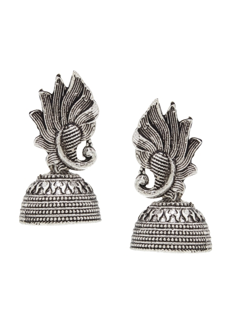 SATCHEL Silver-Toned Contemporary Jhumkas