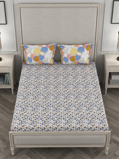 Portico New York White & Blue Abstract 144 TC Cotton 1 Queen Bedsheet with 2 Pillow Covers
Portico New York White & Blue Abstract 144 TC Cotton 1 Queen Bedsheet with 2 Pillow Covers