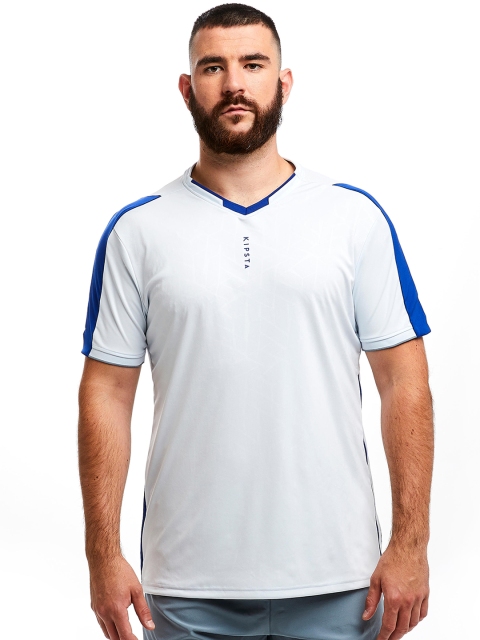 Kipsta By Decathlon Men Grey & Blue Colourblocked Football Jersey Traxium 540 T-shirt