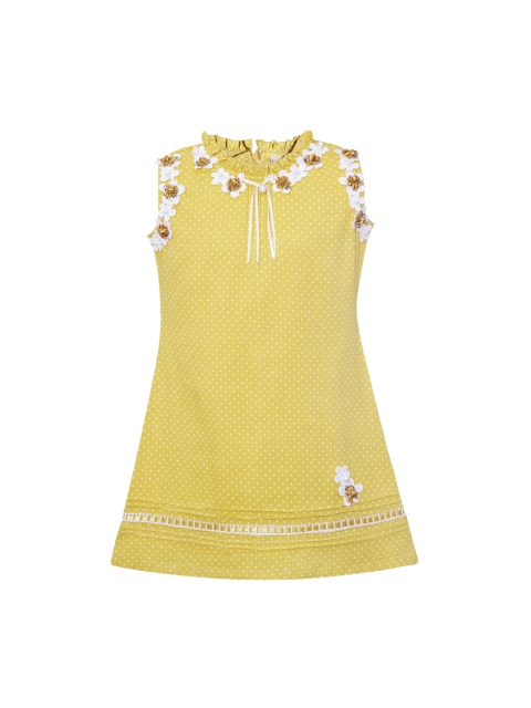 Daffodils GIRLS WEAR Girls Yellow & White Printed A-Line Dress