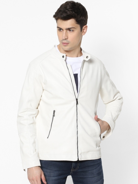 Celio Men White Solid Bomber
