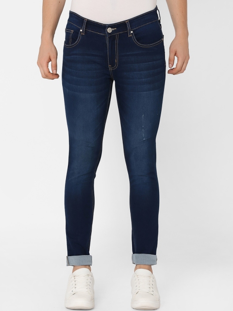 MARCA Disati Men Navy Blue Slim Fit Mid-Rise Low Distress Jeans