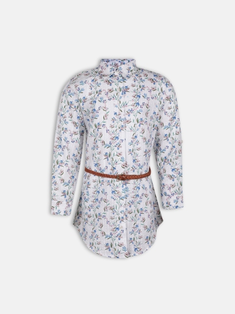Oxolloxo Girls's Off-White & Blue Printed Tunic