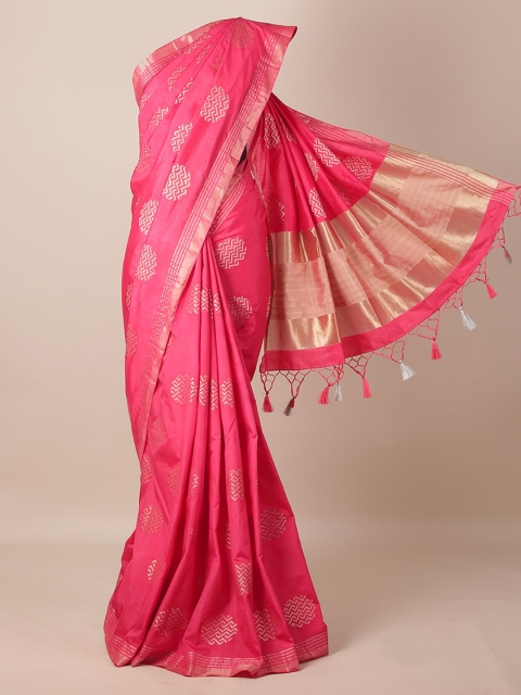 Pothys Pink Embellished Jute Silk Saree