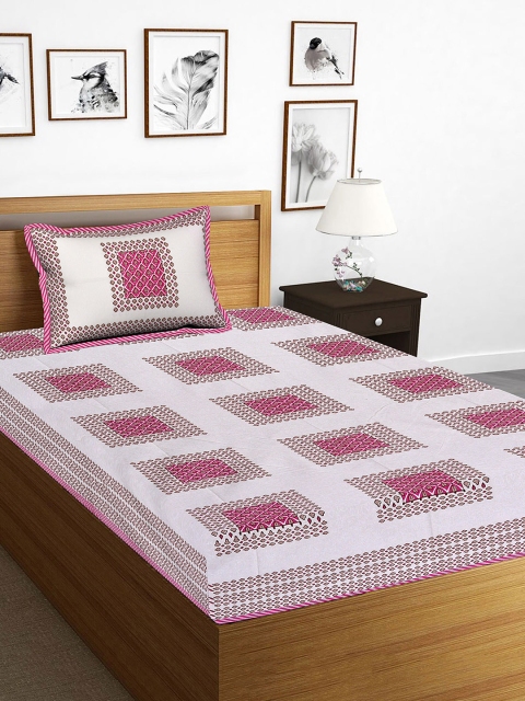 Tistabene Pink & White Ethnic Motifs 144 TC Cotton 1 Single Bedsheet with 1 Pillow Covers
Tistabene Pink & White Ethnic Motifs 144 TC Cotton 1 Single Bedsheet with 1 Pillow Covers