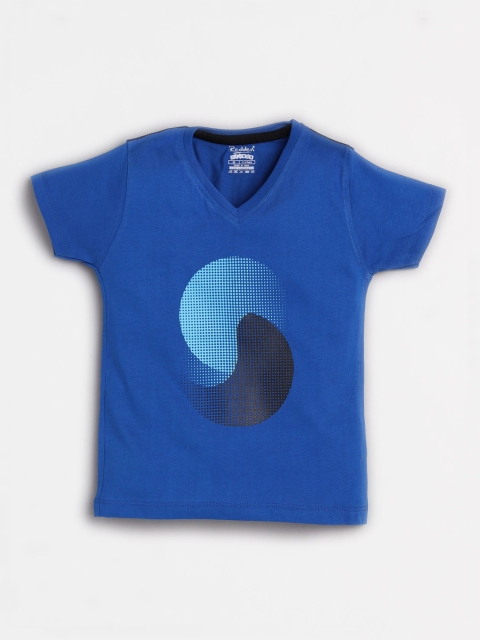 Redden Boys Blue Printed V-Neck T-shirt