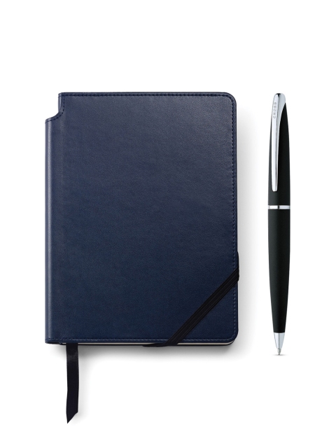 Cross ATX Basalt Black Ball Pen With Blue Journal