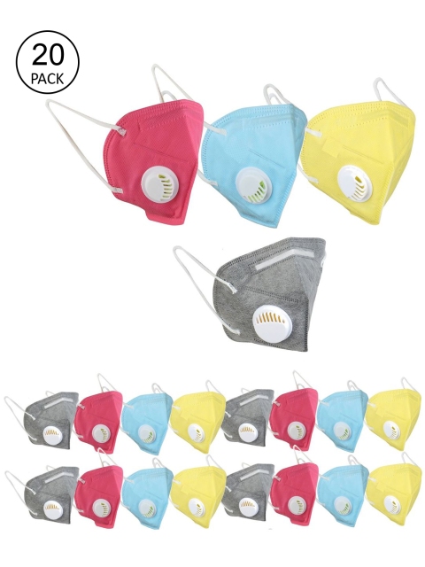 OOMPH Unisex Pack of 20 Soldi 5-Ply Valved Reusable KN95 Masks, Blue