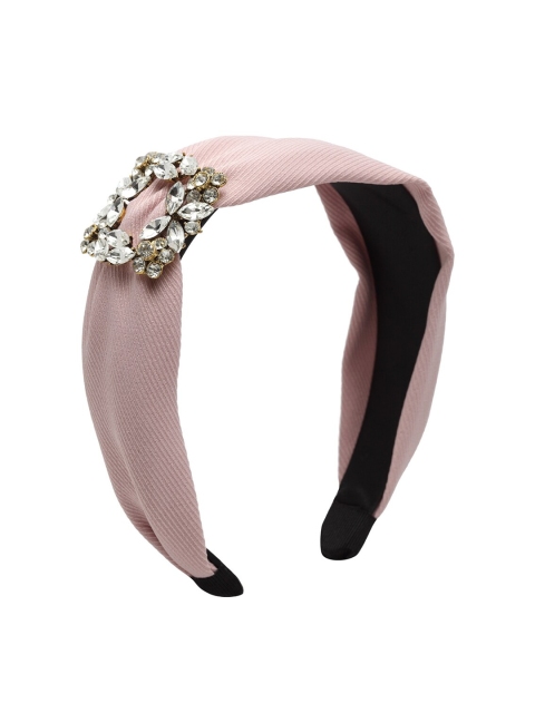 Ferosh Women Pink & White Crystal Buckle Hairband