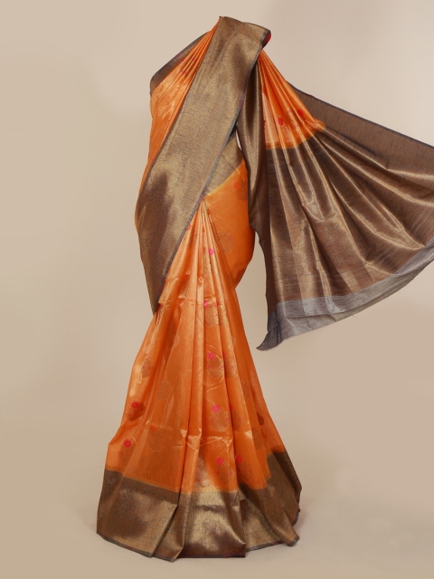 Pothys Orange Solid Saree