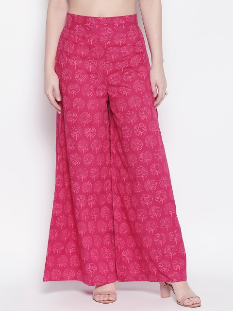 Desi Weavess Women Pink Printed Flared Palazzos