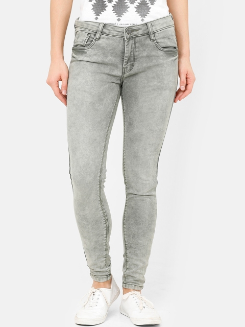 ZHEIA Women Olive Green Skinny Fit Mid-Rise Clean Look Jeans