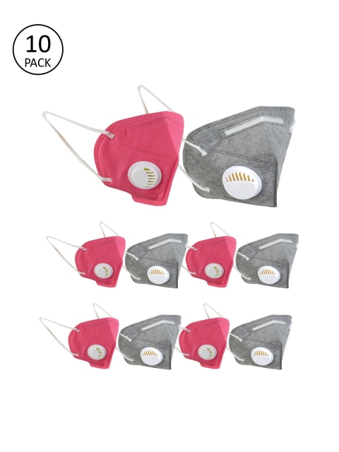 OOMPH Unisex Pack Of 10 5-Ply Reusable Anti-Pollution KN95 Masks, Grey