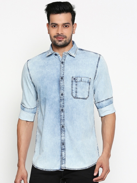 Lawman pg3 Men Blue Slim Fit Faded Casual Shirt